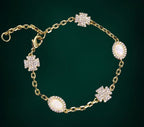 フラワー＆ホワイトオパール チェーンブレスレット - BIONTOM 09